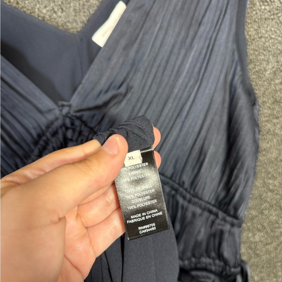 Rebecca Taylor Elegant Navy Blue Button Front Midi Pleated Dress, XL - Picture 6 of 6